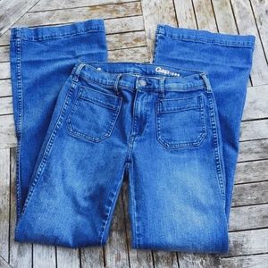 Gap 1969 Wide Leg Patch Pocket Flare Jeans